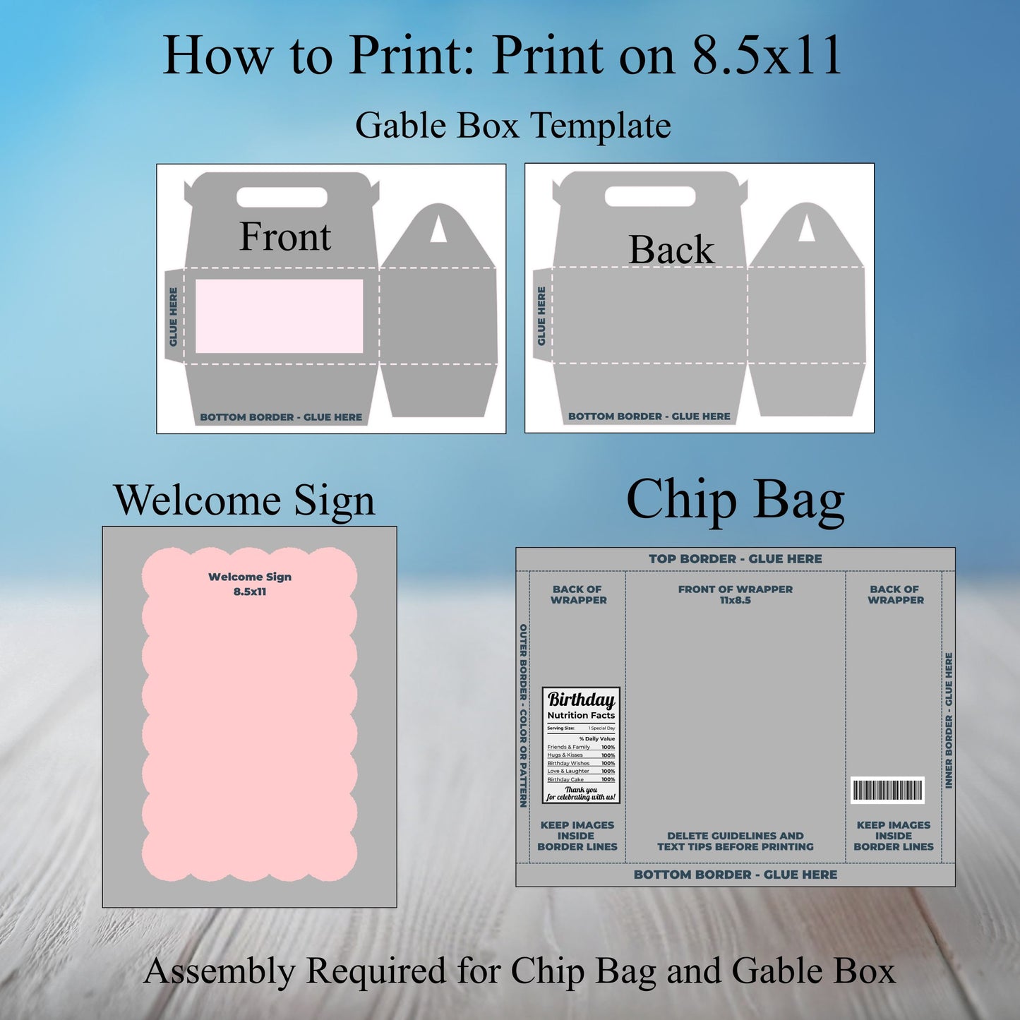 Strawberry Party Favor Bundle Editable Canva Template