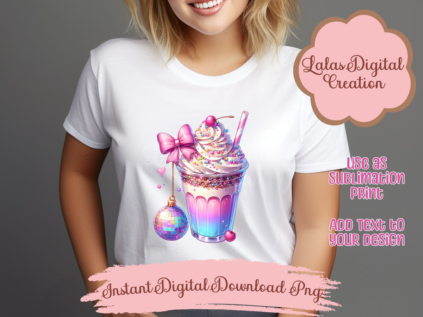 Disco Cherry Ice Cream Bundle Clipart PNG Instant Digital Download