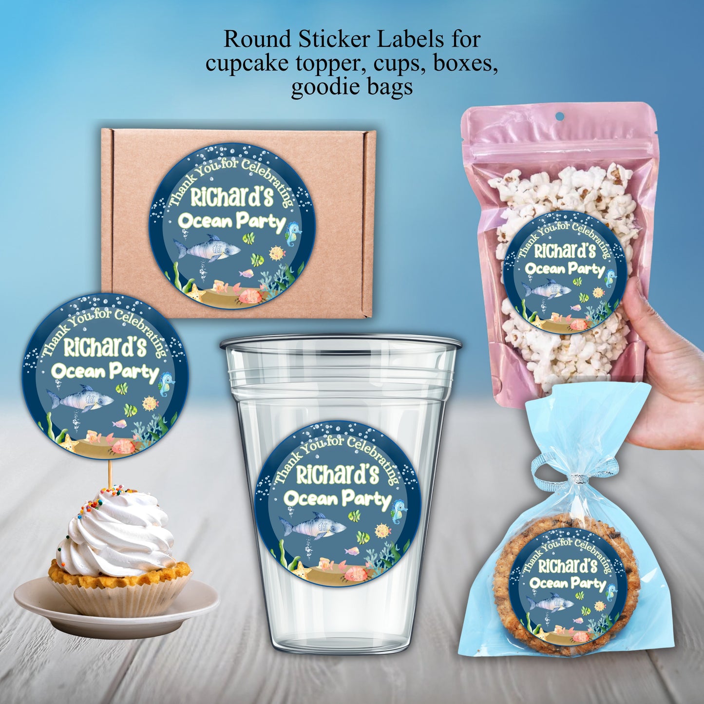 Under the Sea Ocean Birthday Party Sticker Labels