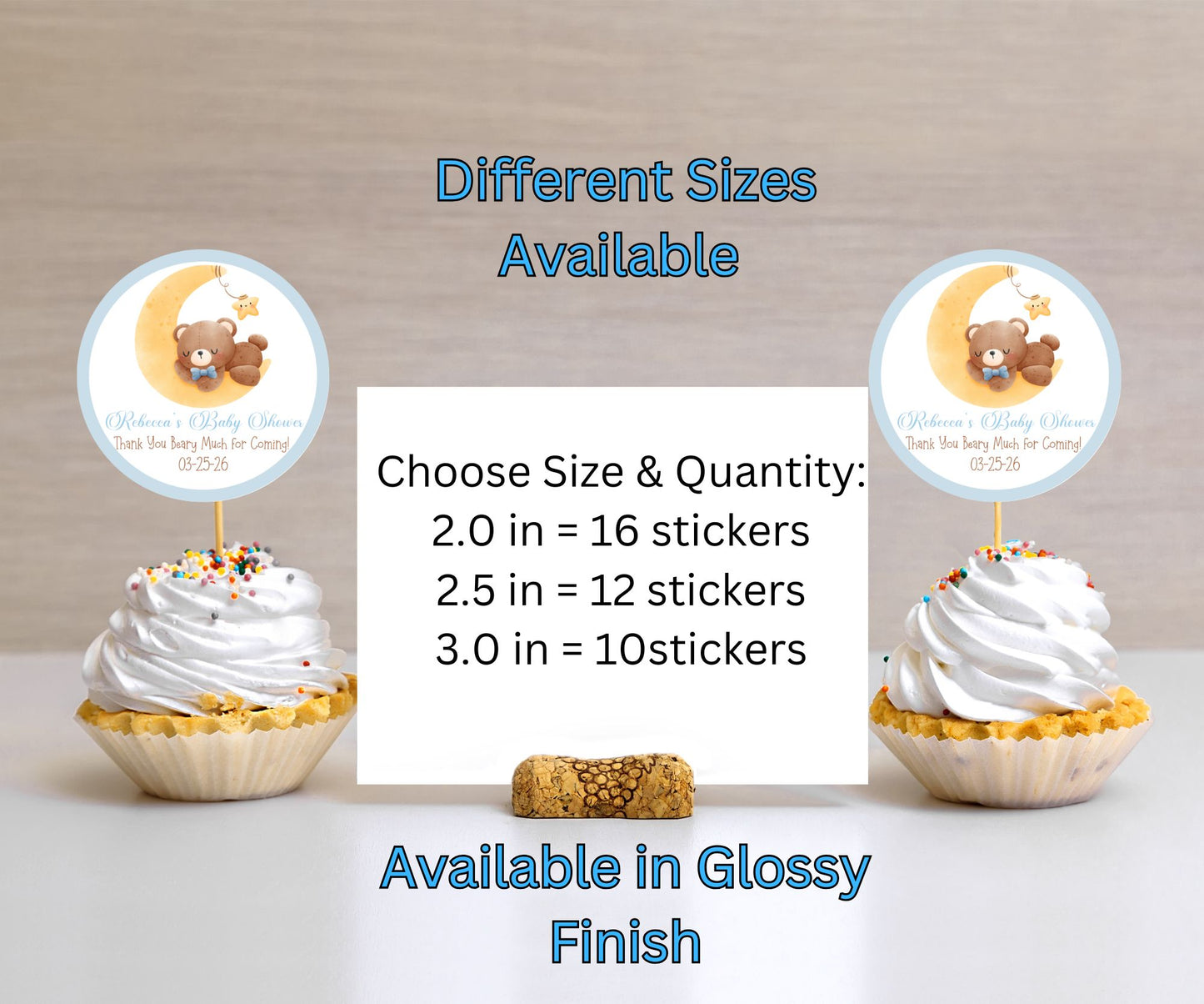 Baby Boy Bear Baby Shower Party Sticker Labels