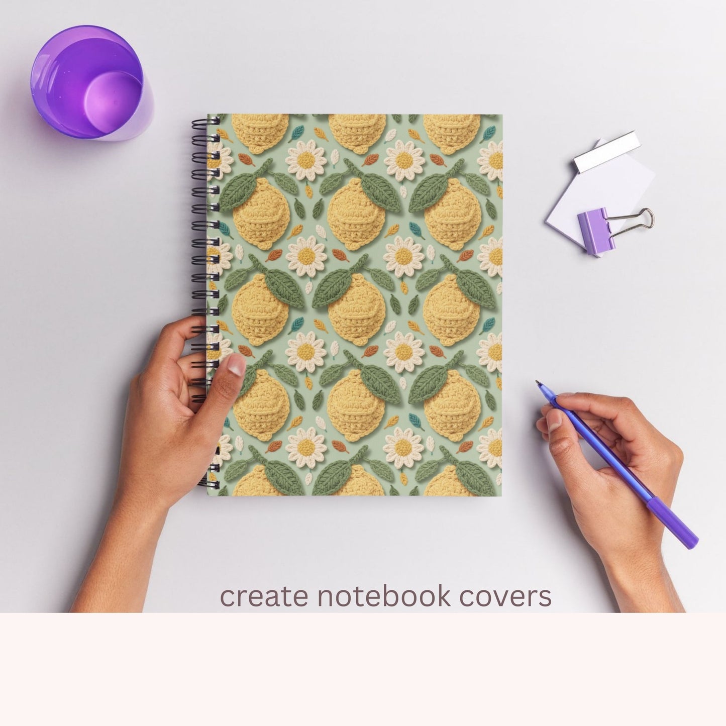 Faux Lemon Crochet Seamless Repeating Pattern Paper Bundle