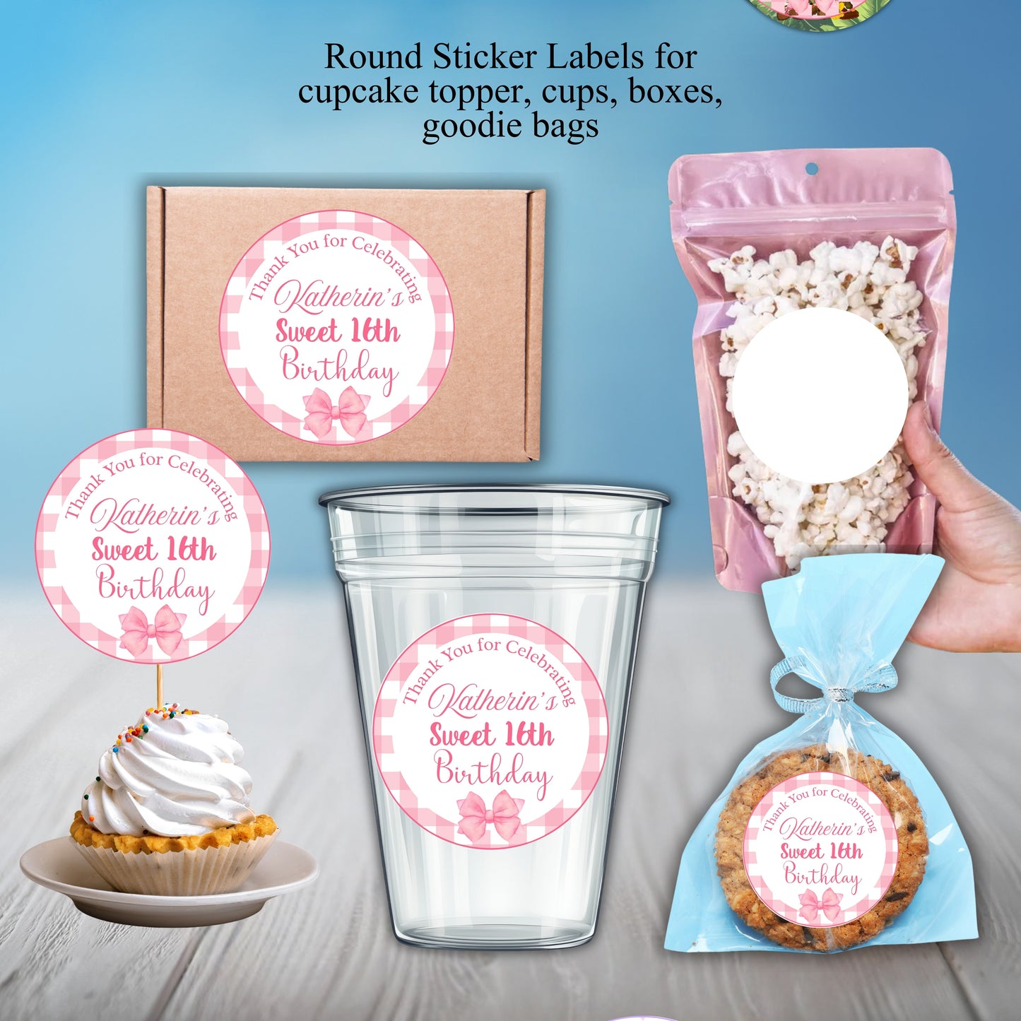 Sweet 16 Party Sticker Labels