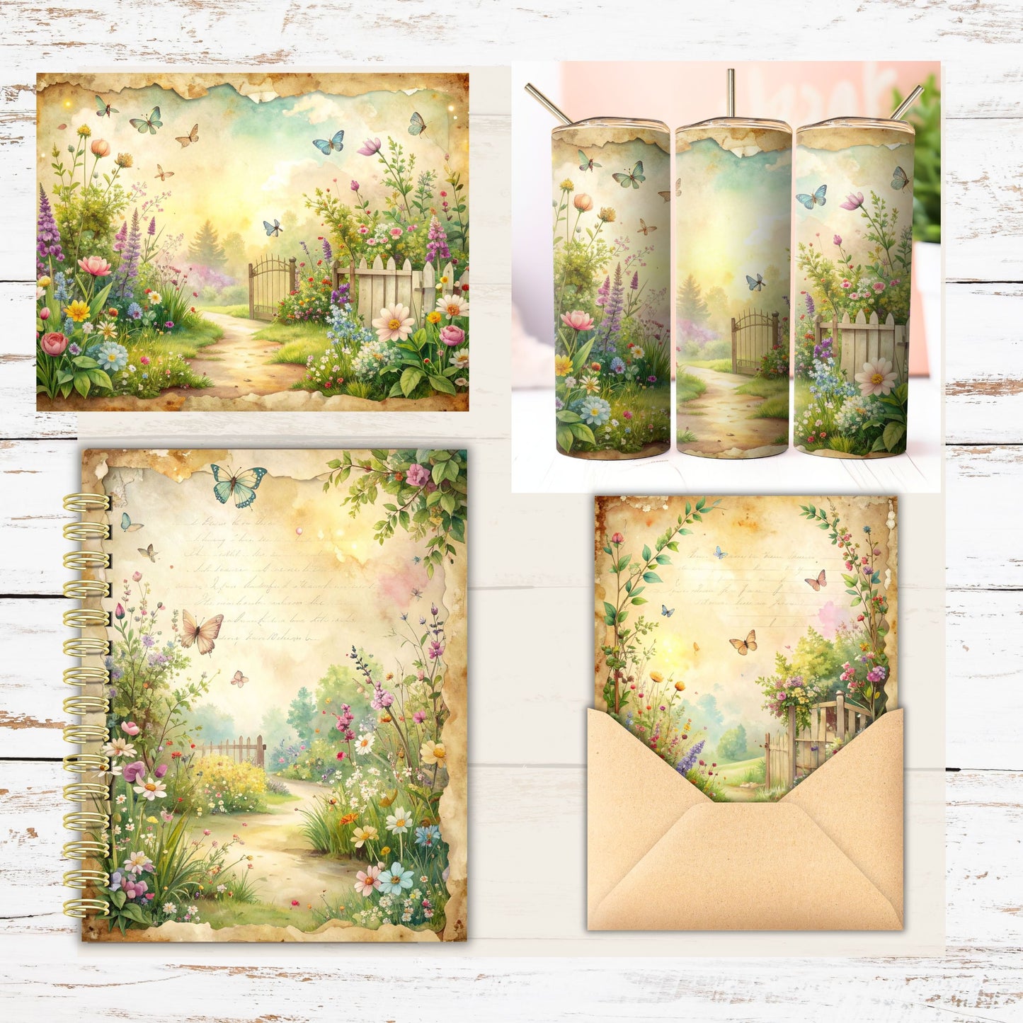 Whimsical Spring Garden Digital Paper Pack Bundle