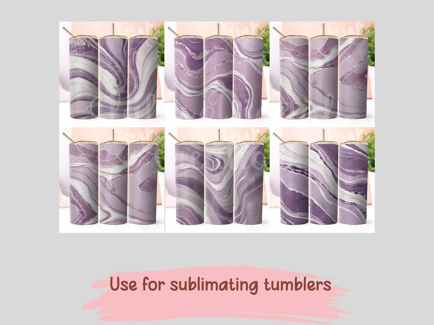 Lilac Purple Marble Swirl Digital Pattern Paper Bundle