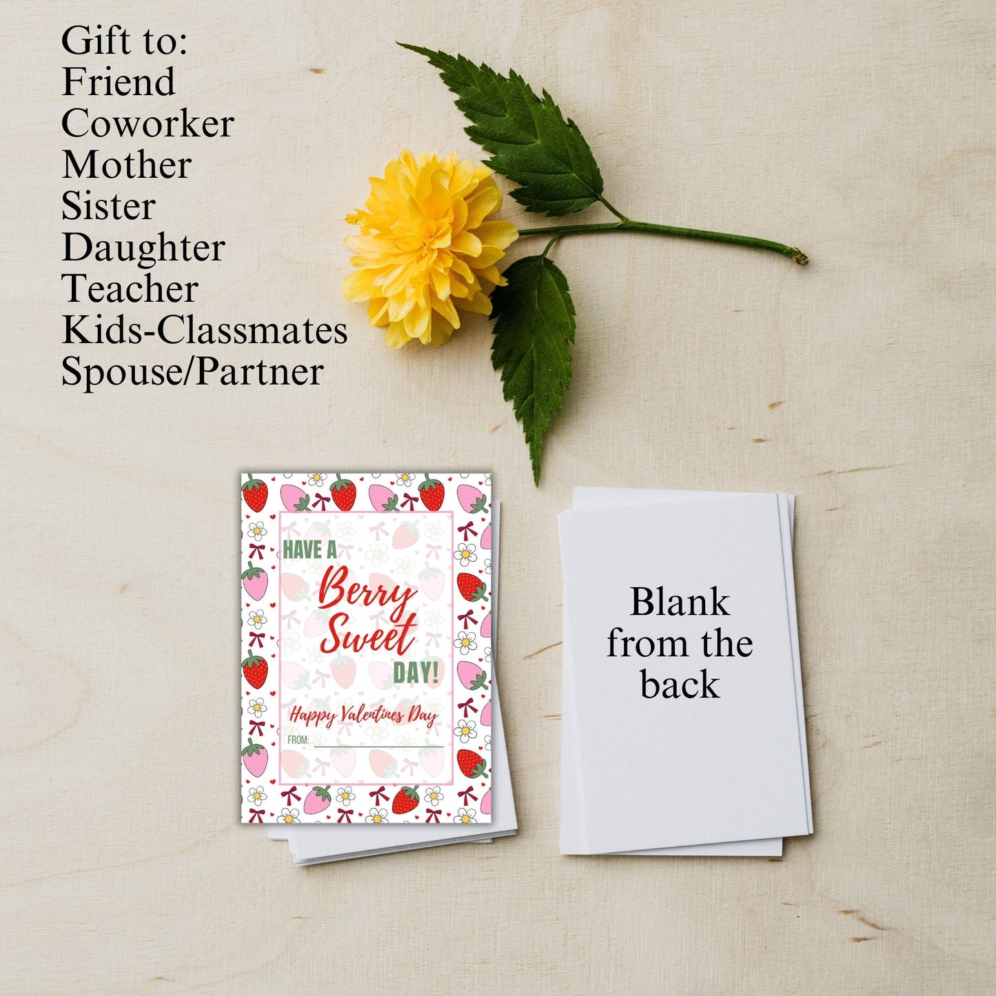 Multi Strawberry Valentines Day Printable Digital Card Bundle