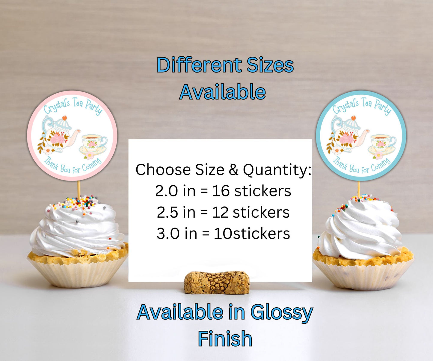 Girls Tea Time Party Sticker Labels