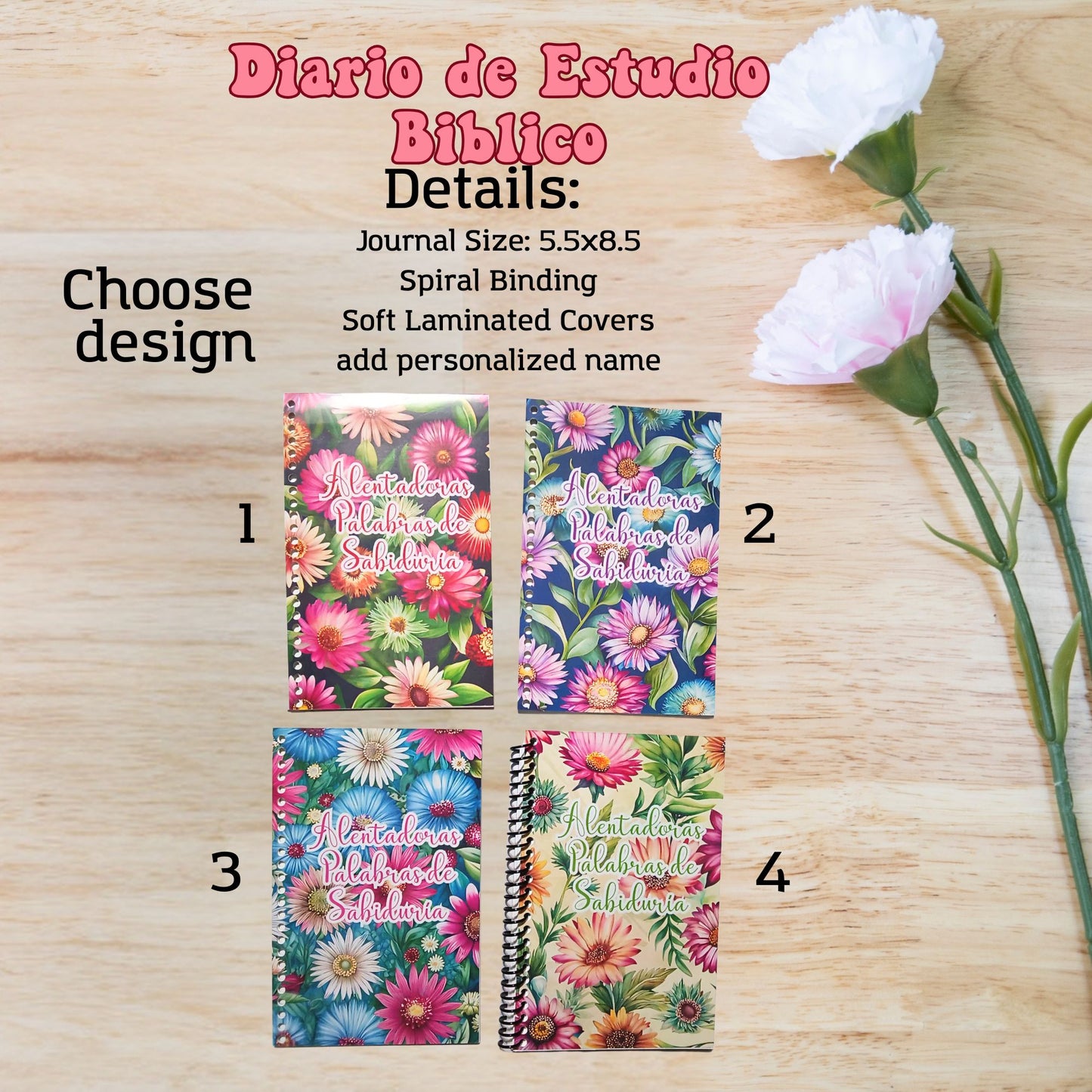 Diario de Estudio Biblico Palabras de Sabiduria-Spanish Bible Study Journal Notebook