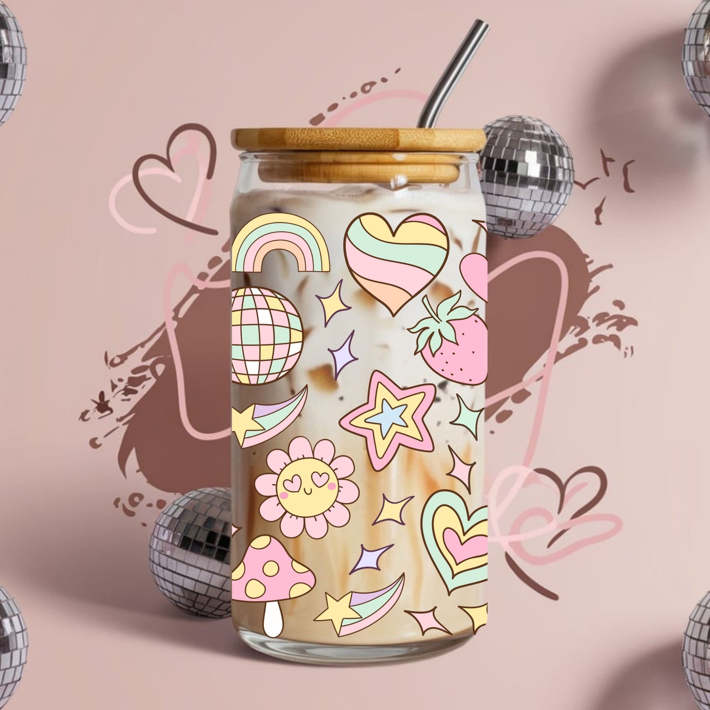 Groovy Retro Libbey Glass Can Cup Wrap