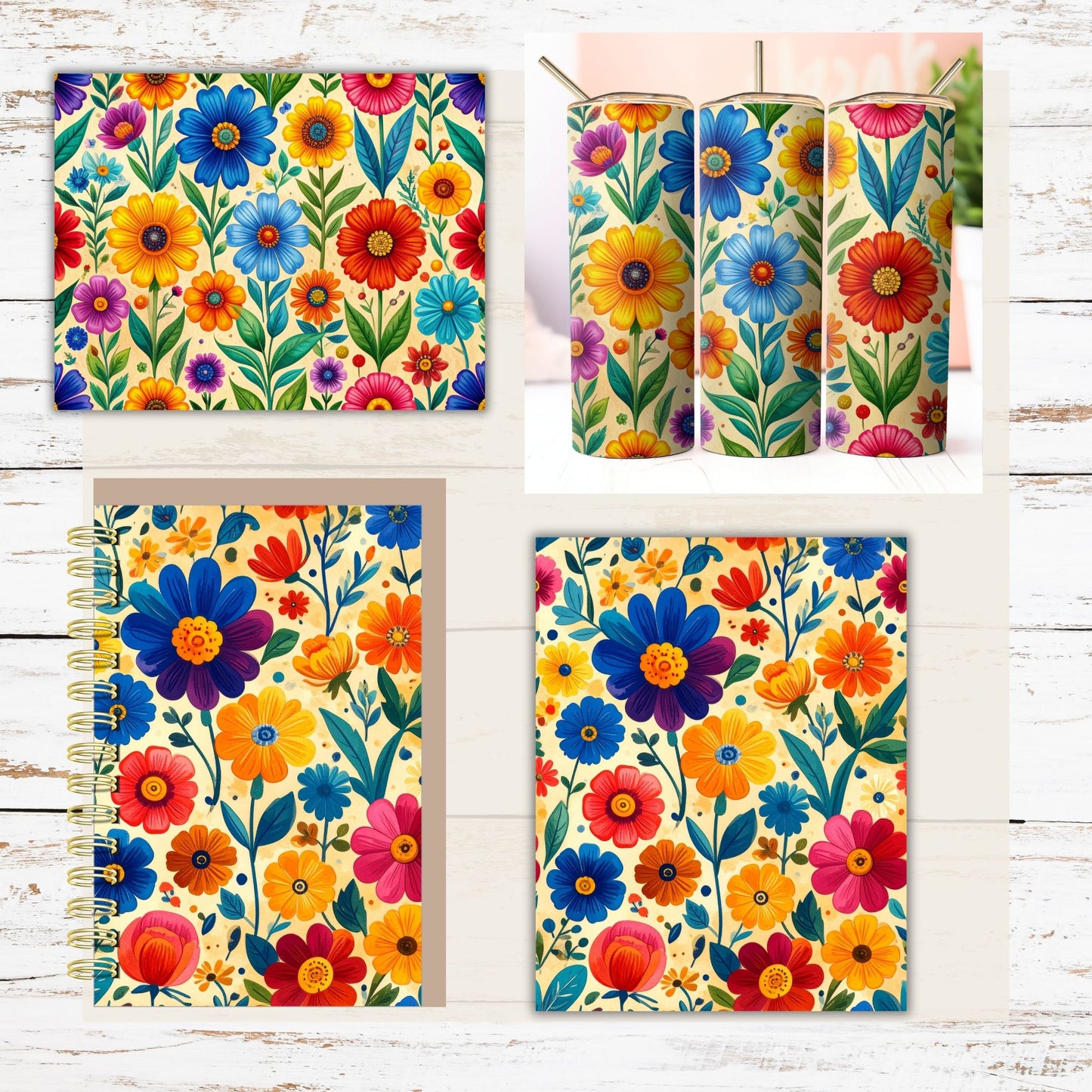 Bright Floral Digital Paper Pack Bundle