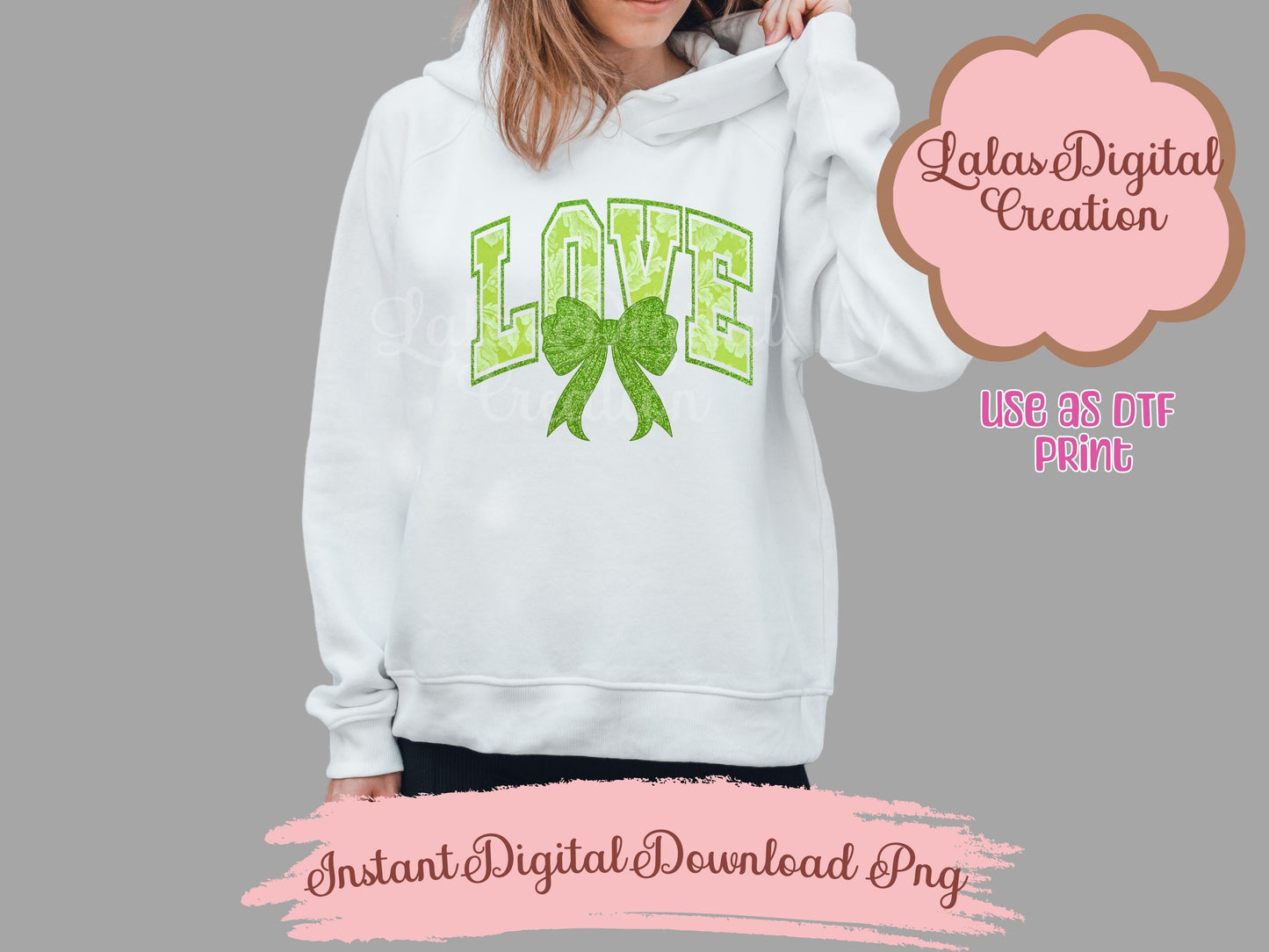 Green Love Bow Clipart PNG Instant Digital Download