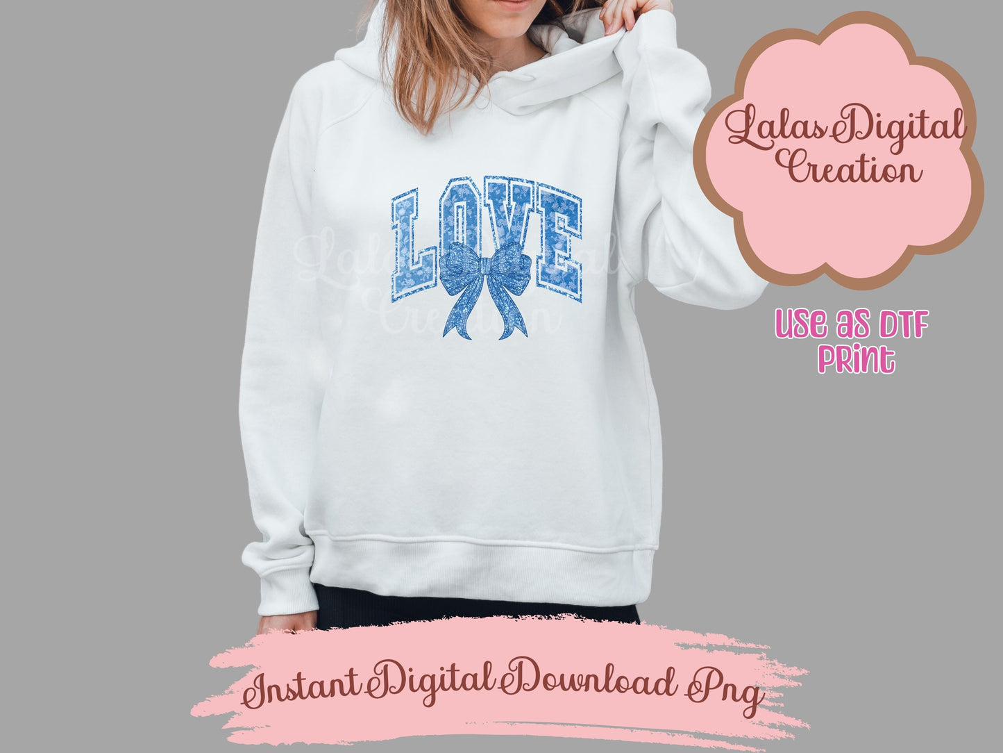 Blue Love Bow Clipart PNG Instant Digital Download