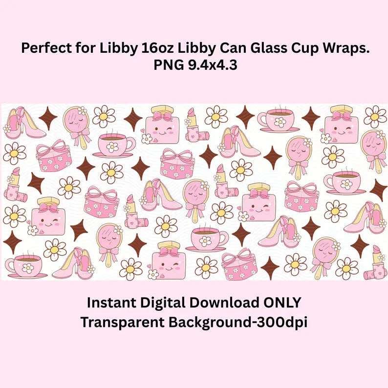 Preppy Girl Stuff Libbey Glass Can Cup Wrap