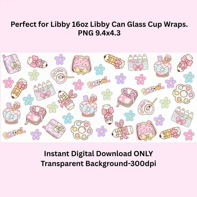 Teacher School Supplies Libbey Glass Can Cup Wrap