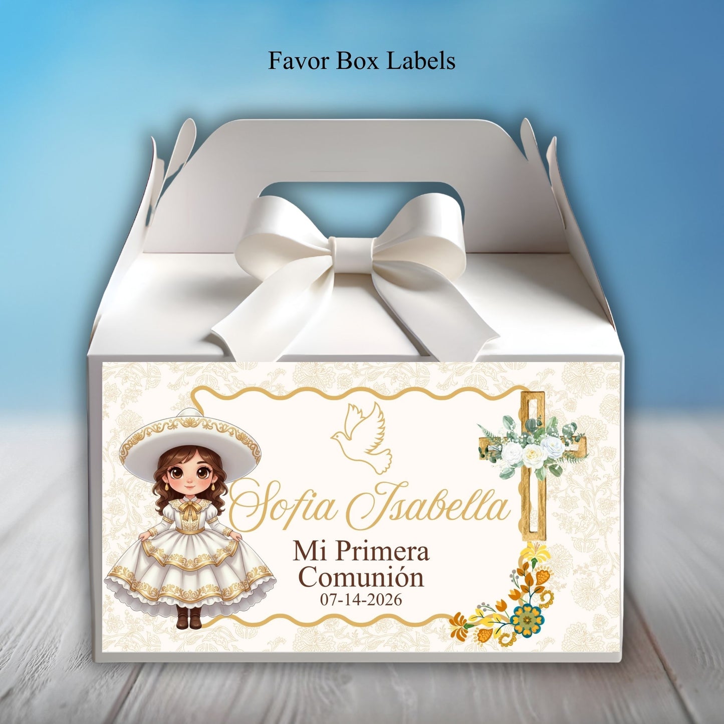 Charra Girl Pimera Comunion Party Sticker Labels