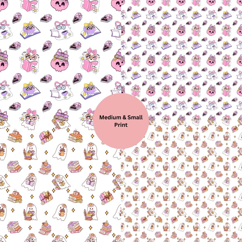 Ghost Book Reader Seamless Digital Pattern Paper Bundle