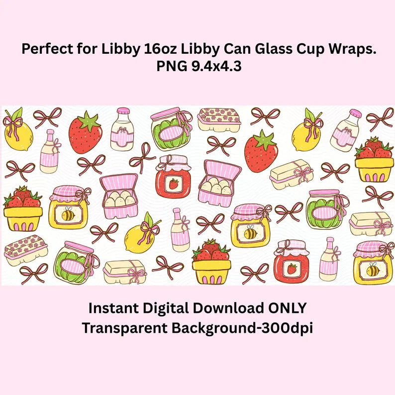 Farmers Market Libbey Glass Can Cup Wrap