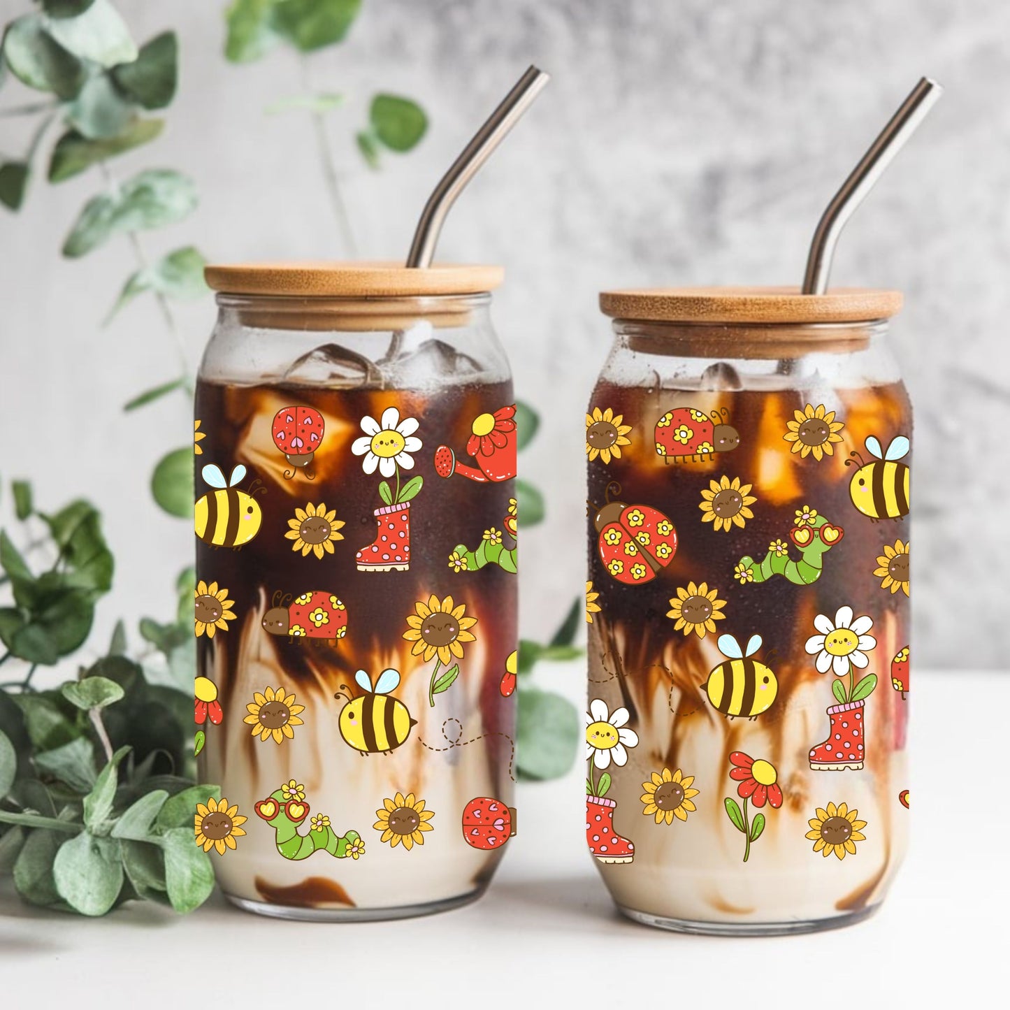 Groovy Bugs Libbey Glass Can Cup Wrap