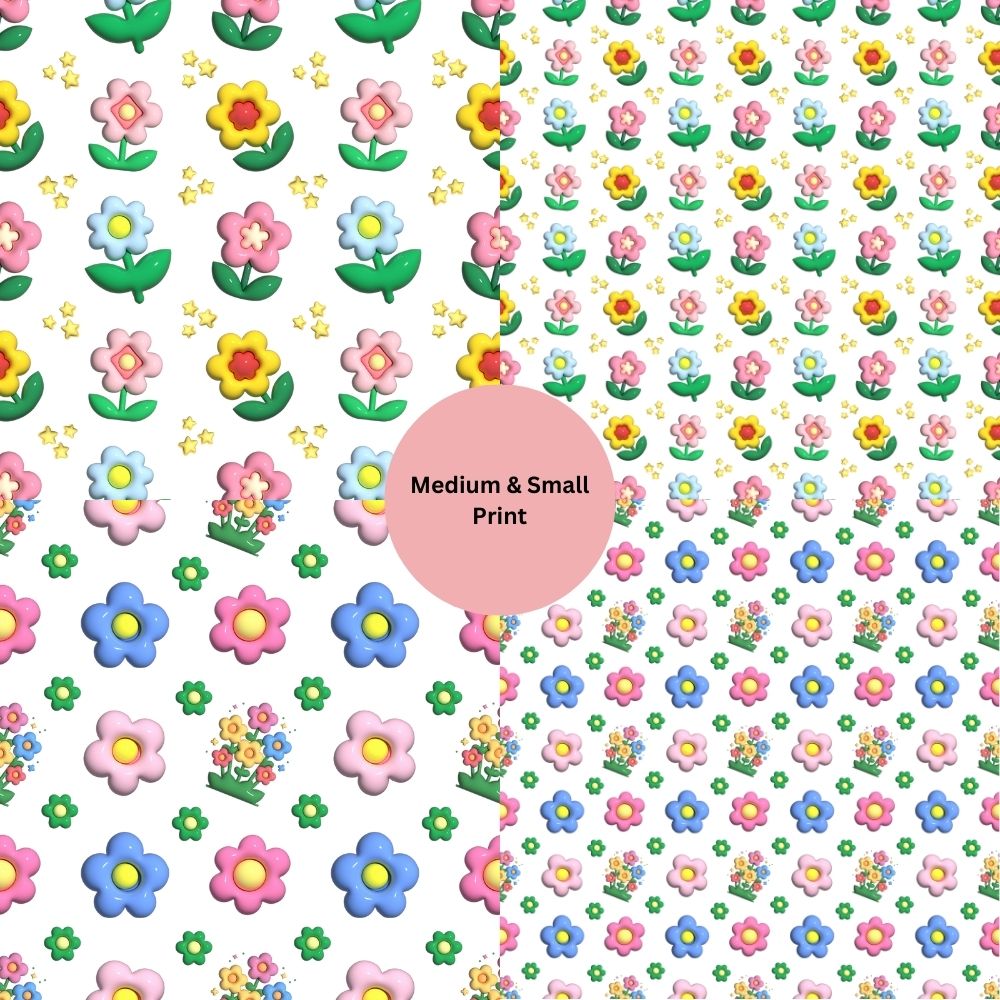 3d Flower Power Seamless Digital Pattern Paper Bundle