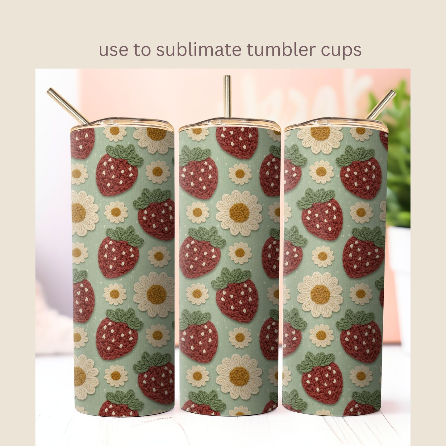 Faux Crochet Strawberry 2 Seamless Repeating Pattern Paper Bundle