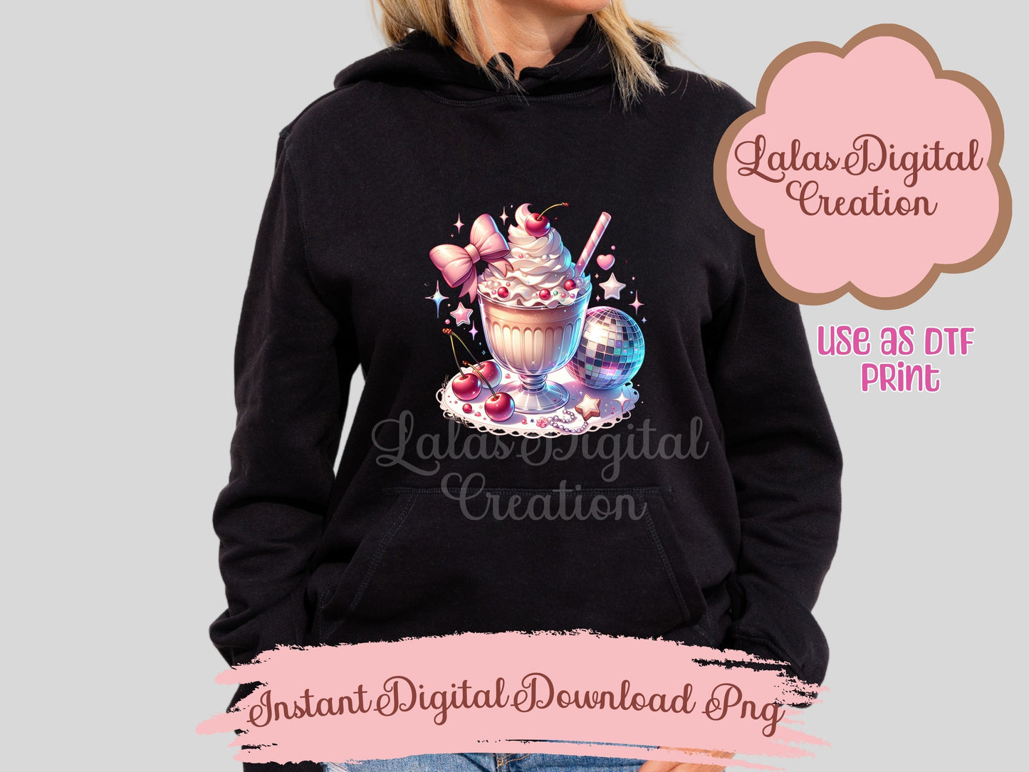 Disco Cherry Ice Cream Bundle Clipart PNG Instant Digital Download