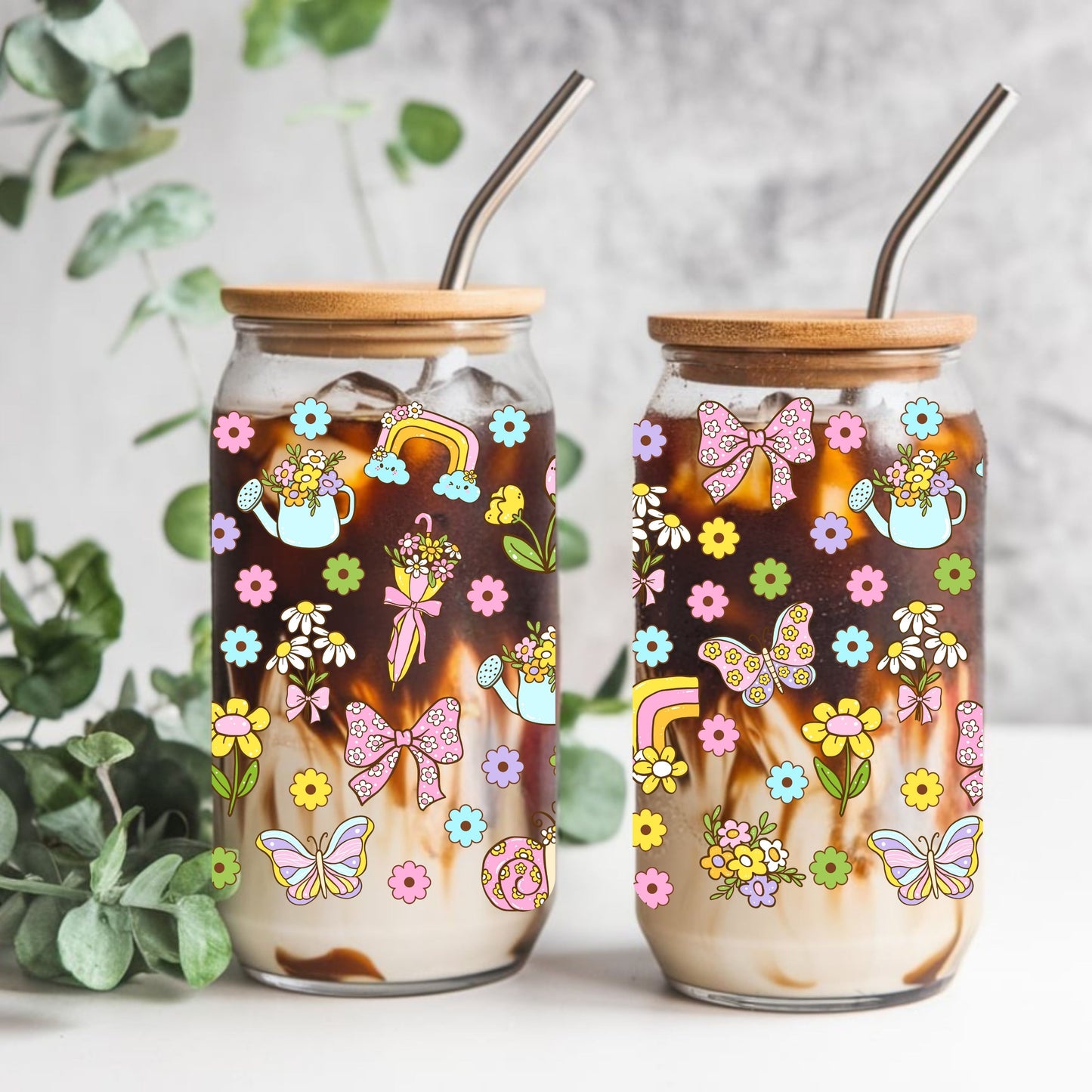 Spring Garden Libbey Glass Can Cup Wrap
