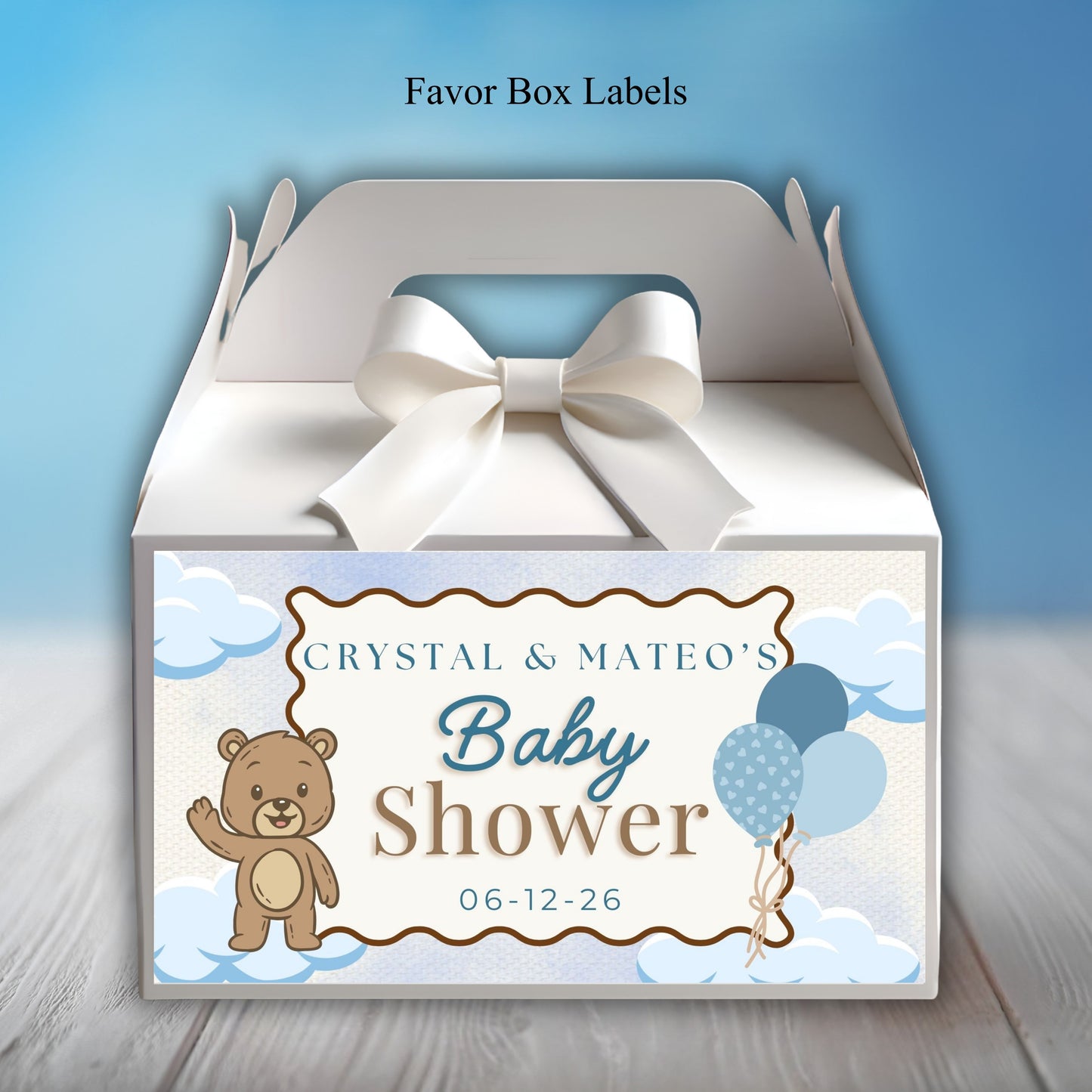 Blue Bear Baby Shower Party Sticker Labels
