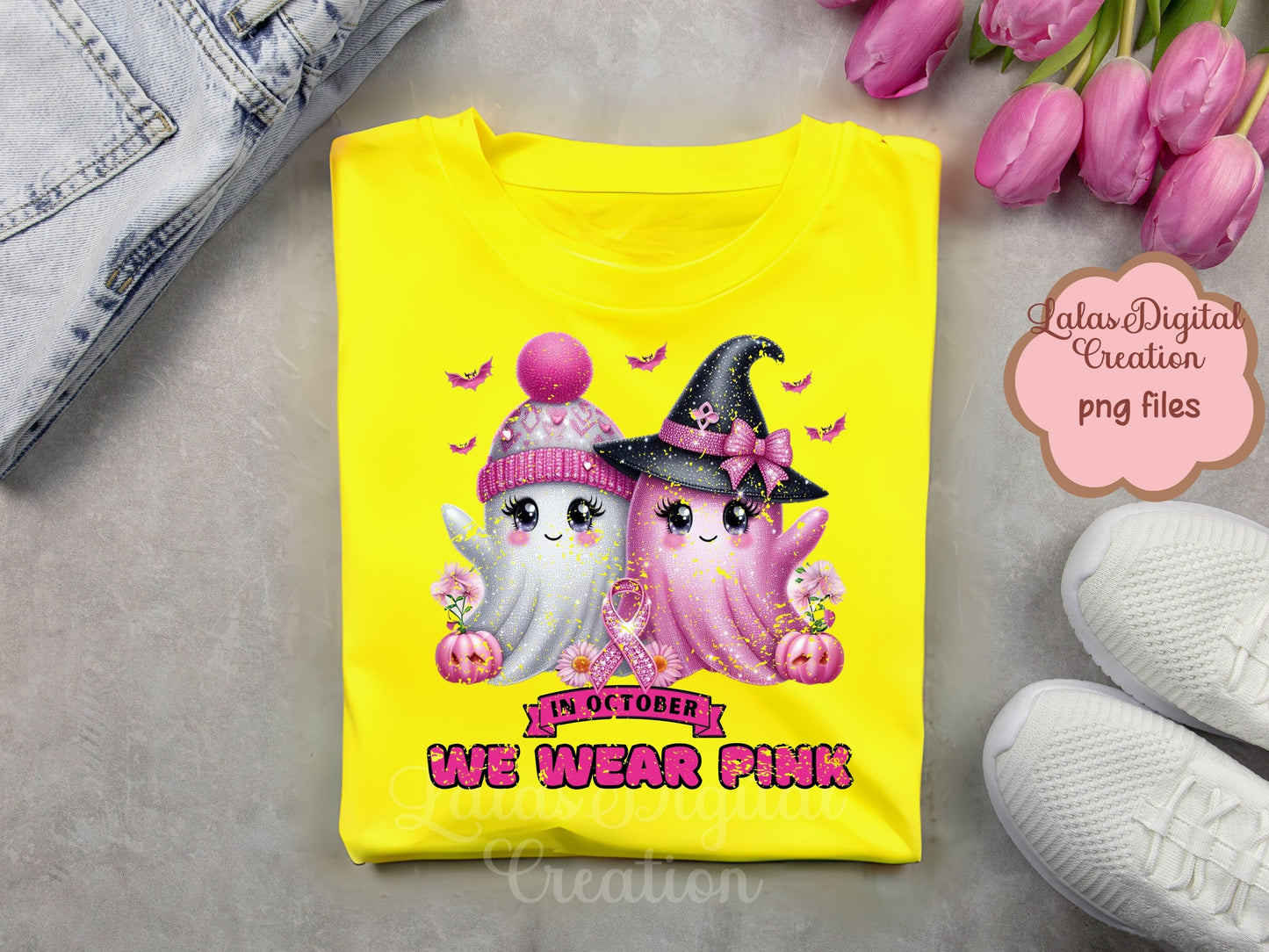 Cancer Awareness Ghost Clipart Instant Digital PNG Download