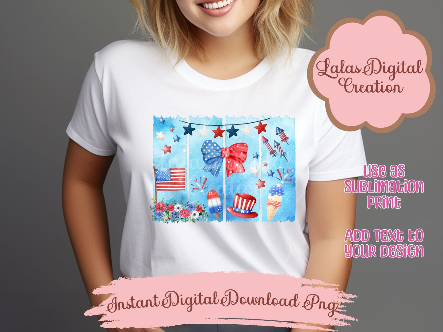 4th of July Brushstroke Clipart PNG Instant Digital Download