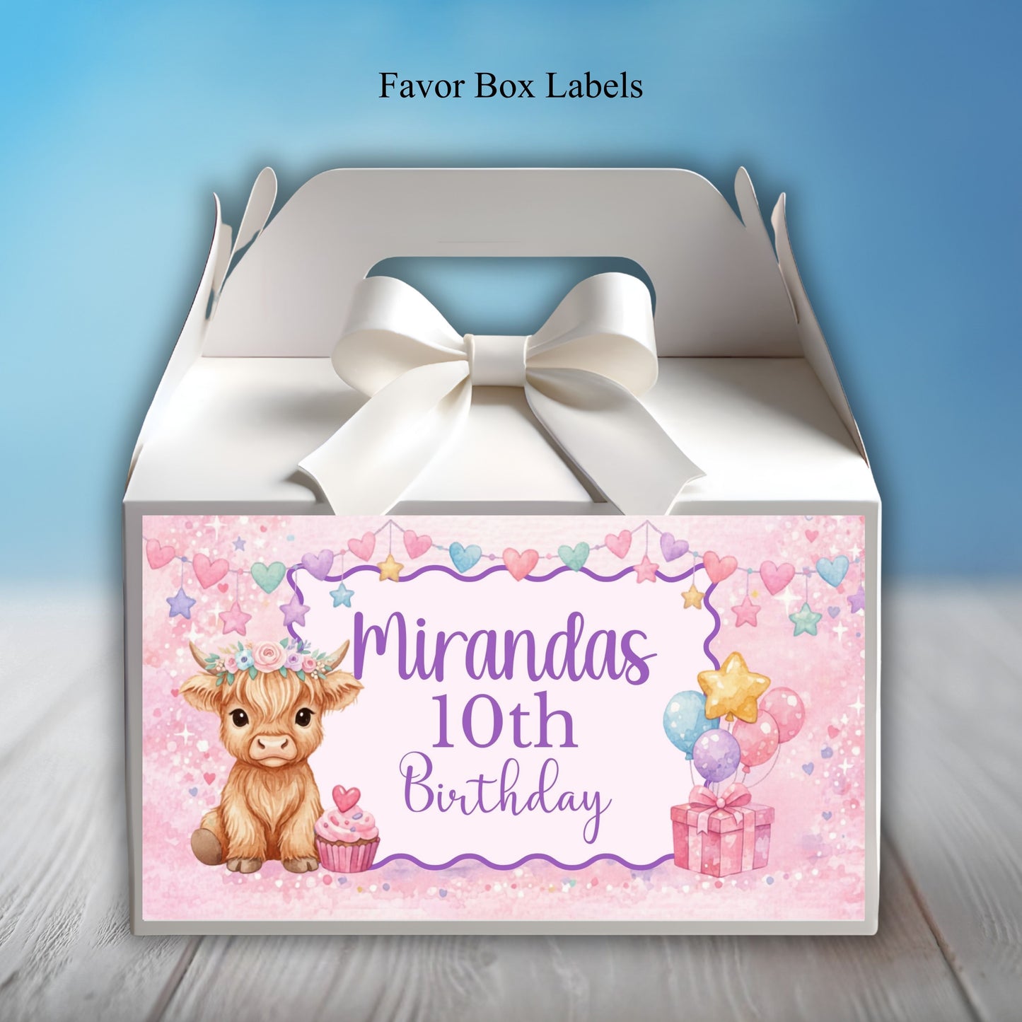 Girls Western Cow Birthday Party Sticker Labels