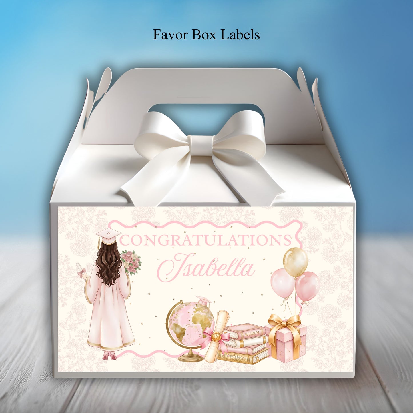 Pink Girl Graduation Party Sticker Labels