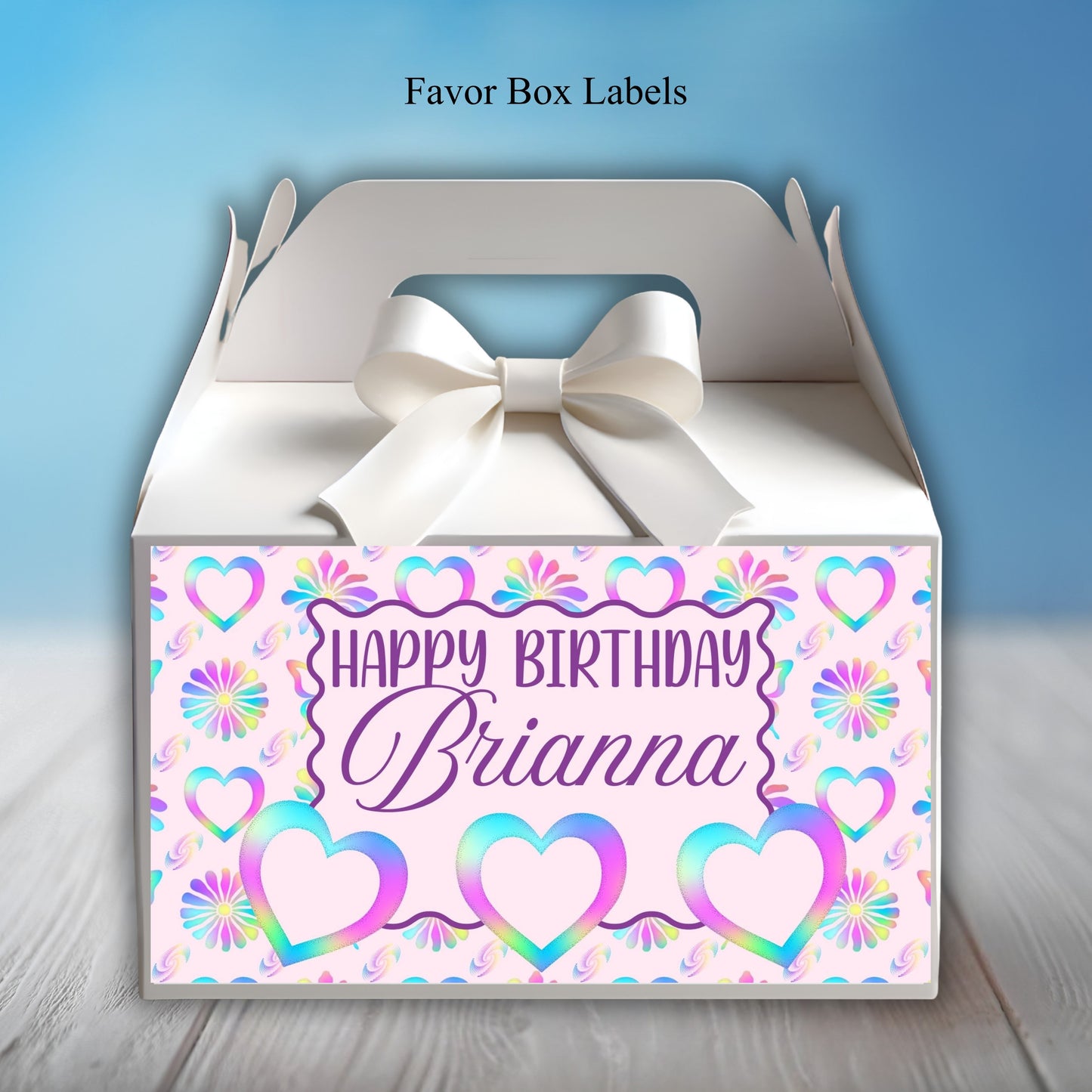 Rainbow Butterfly Girls Party Sticker Labels