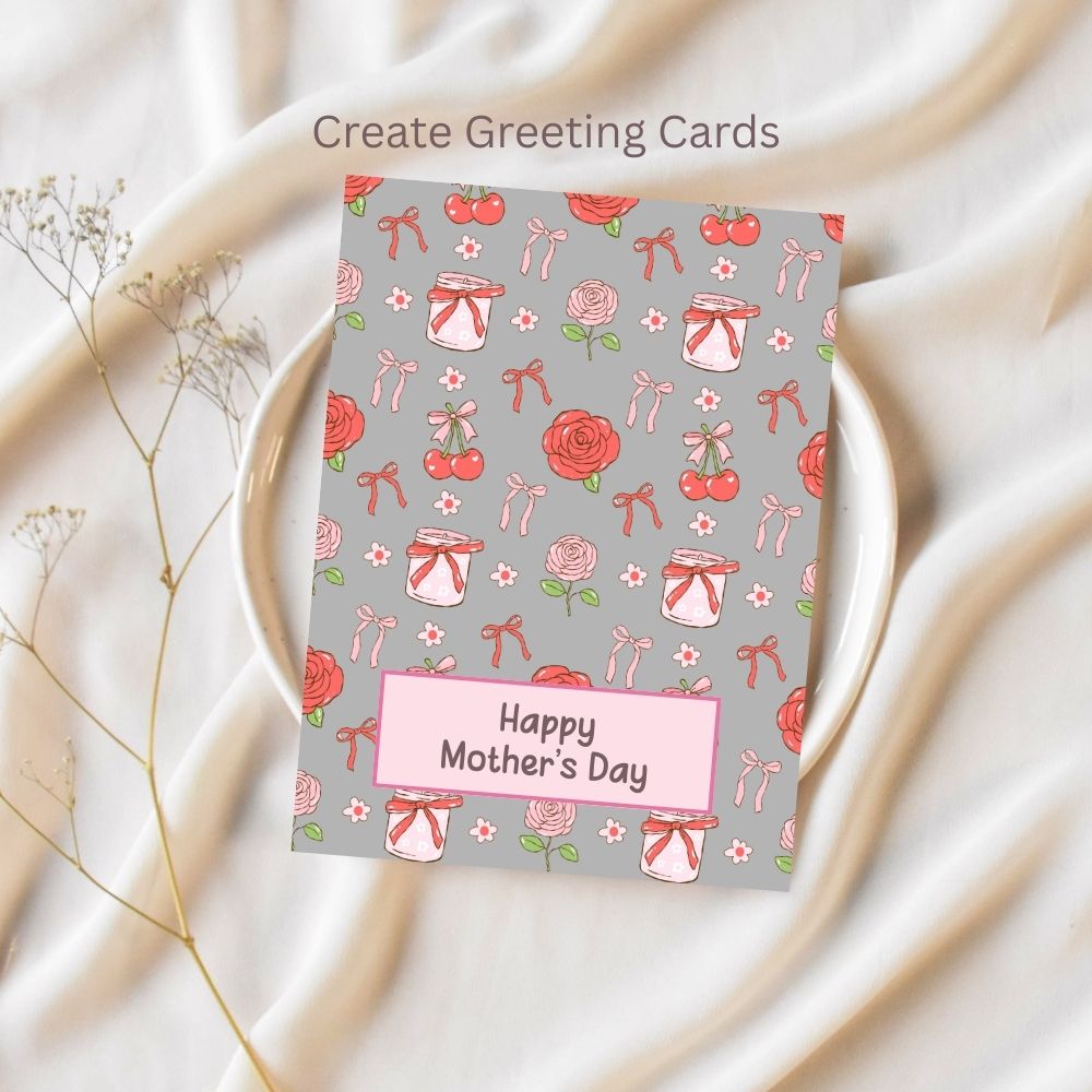 Preppy Cherry & Roses Seamless Repeating Pattern Paper Bundle Set