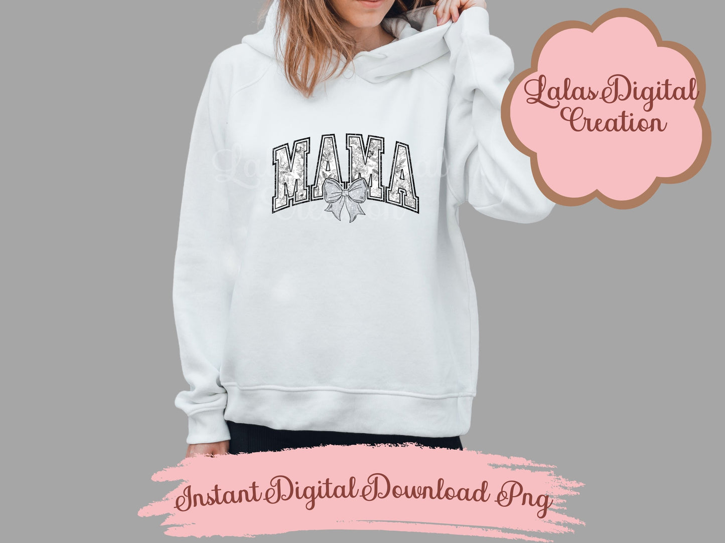 Floral Varsity MAMA Bow Clipart PNG Bundle Instant Digital PNG Download