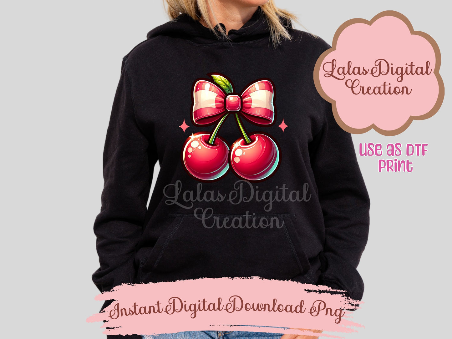 Cherry Coquette Bow Clipart PNG Instant Digital Download