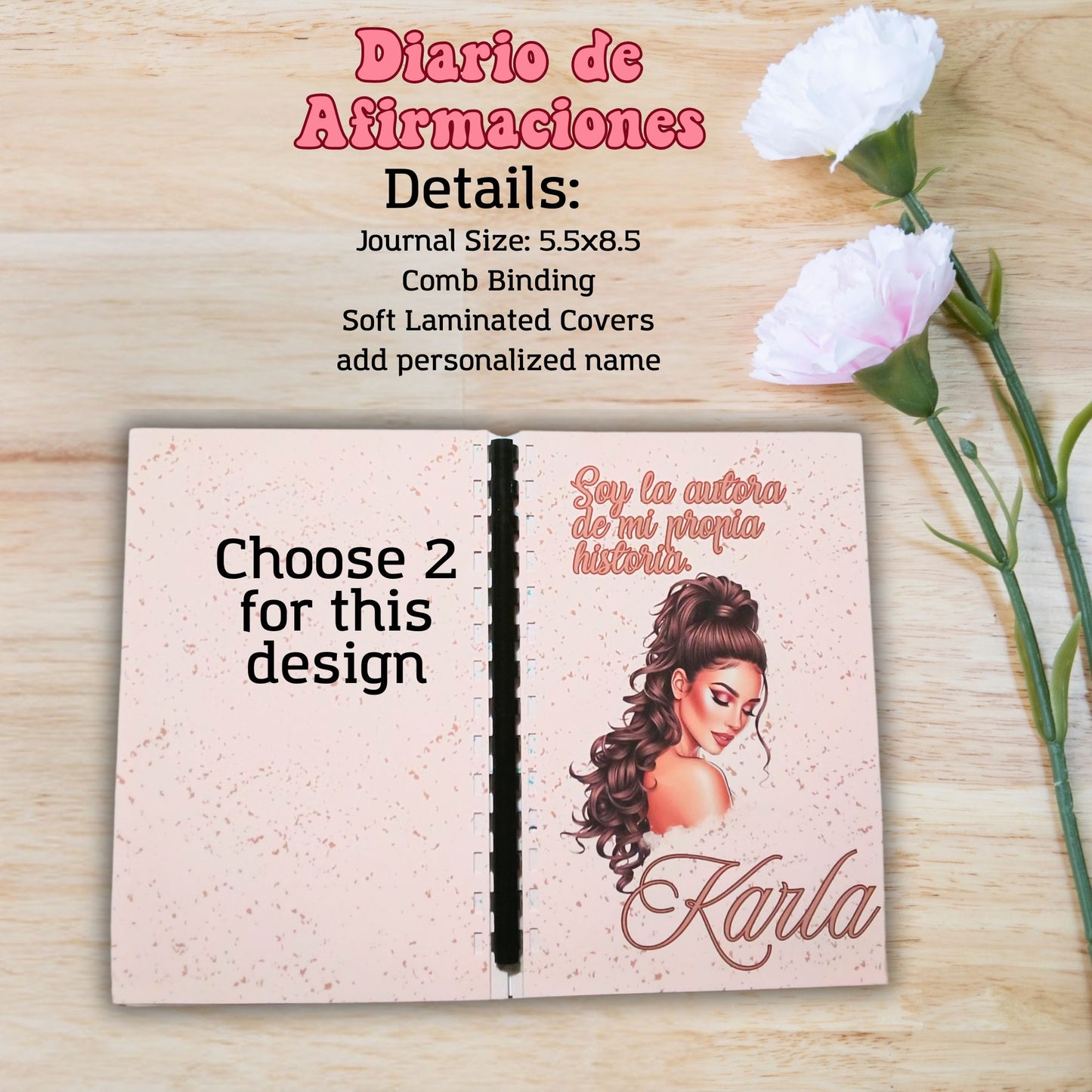 Spanish Positive Daily Affirmation Writing Journal Notebook-Diario de Affirmaciones