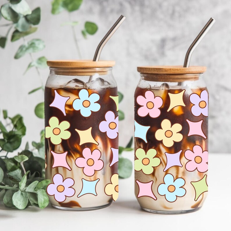 Daisy flowers Libbey Glass Can Cup Wrap
