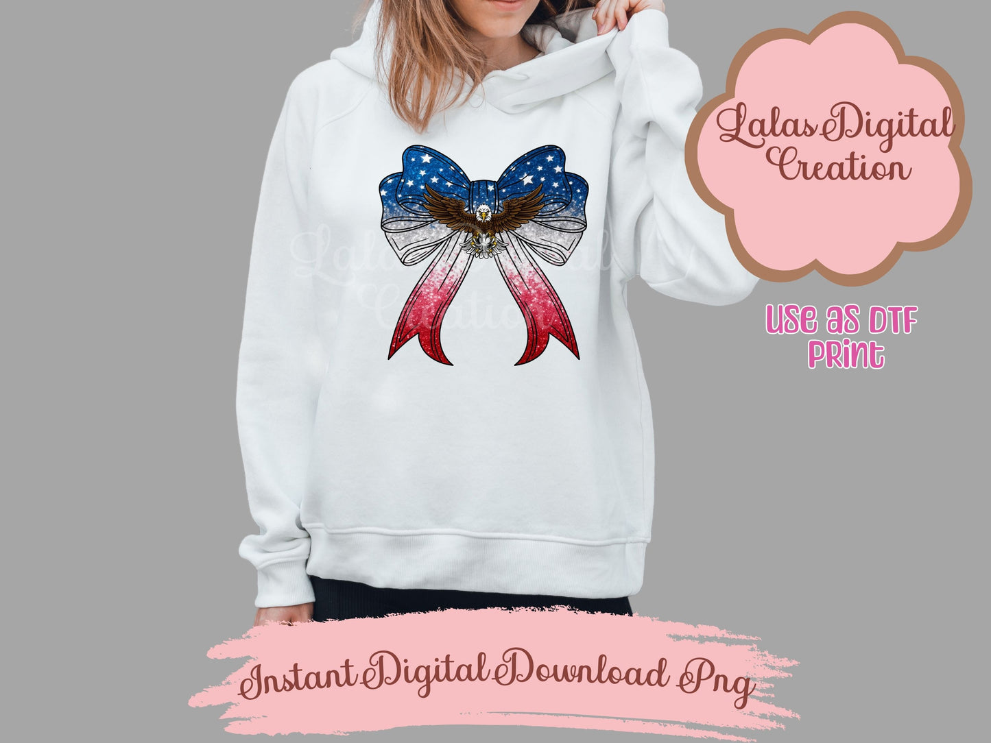 USA American Flag Coquette Bow Clipart PNG Instant Digital Download