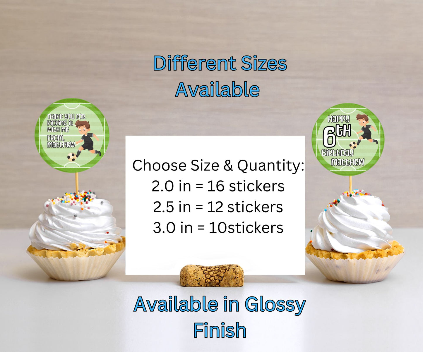 Boys Soccer Party Sticker Labels