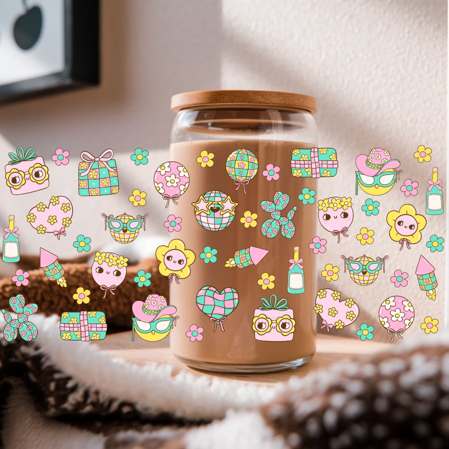 Groovy Party Libbey Glass Can Cup Wrap
