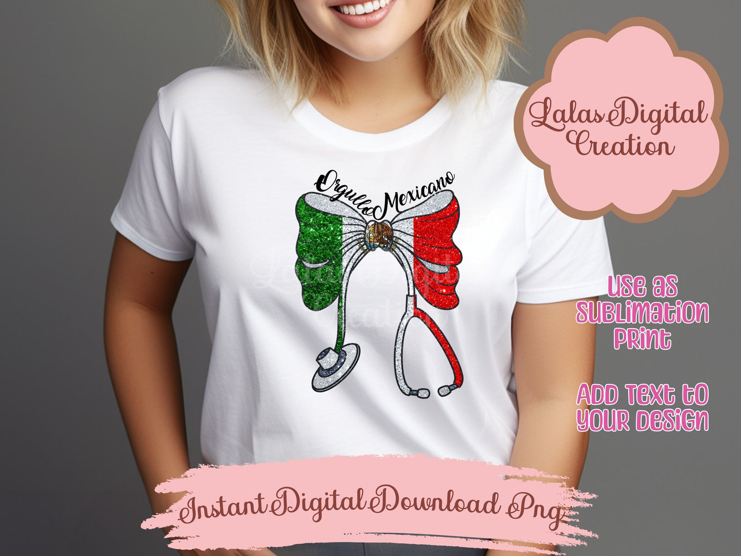 Nurse Stethoscope Orgullo Mexicano Clipart PNG Instant Digital Download