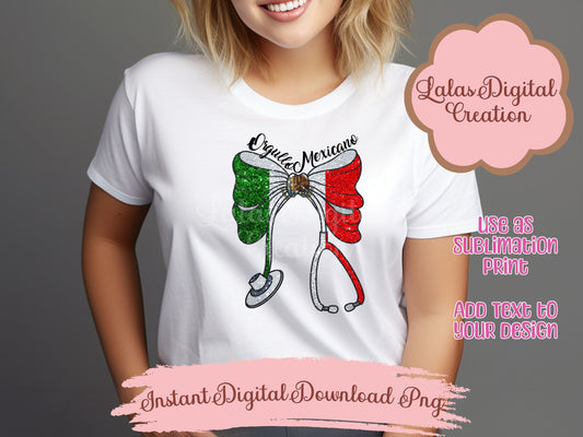 Nurse Stethoscope Orgullo Mexicano Clipart PNG Instant Digital Download
