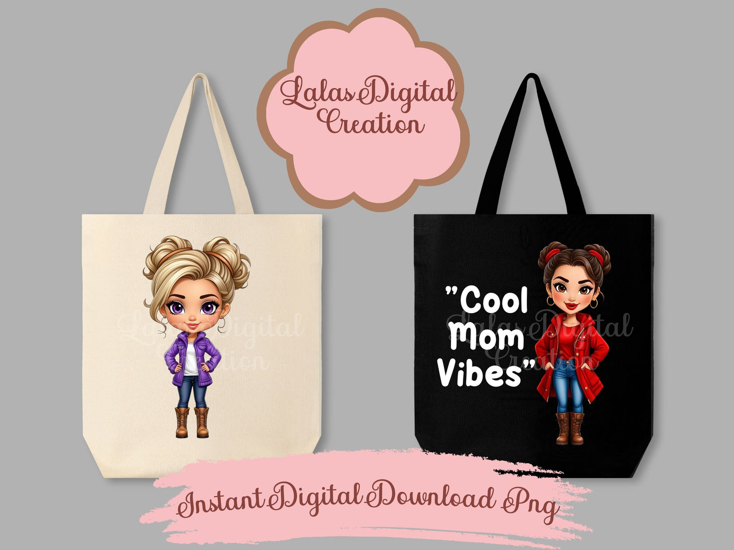 Girl Mom Clipart Bundle Instant Digital PNG Download