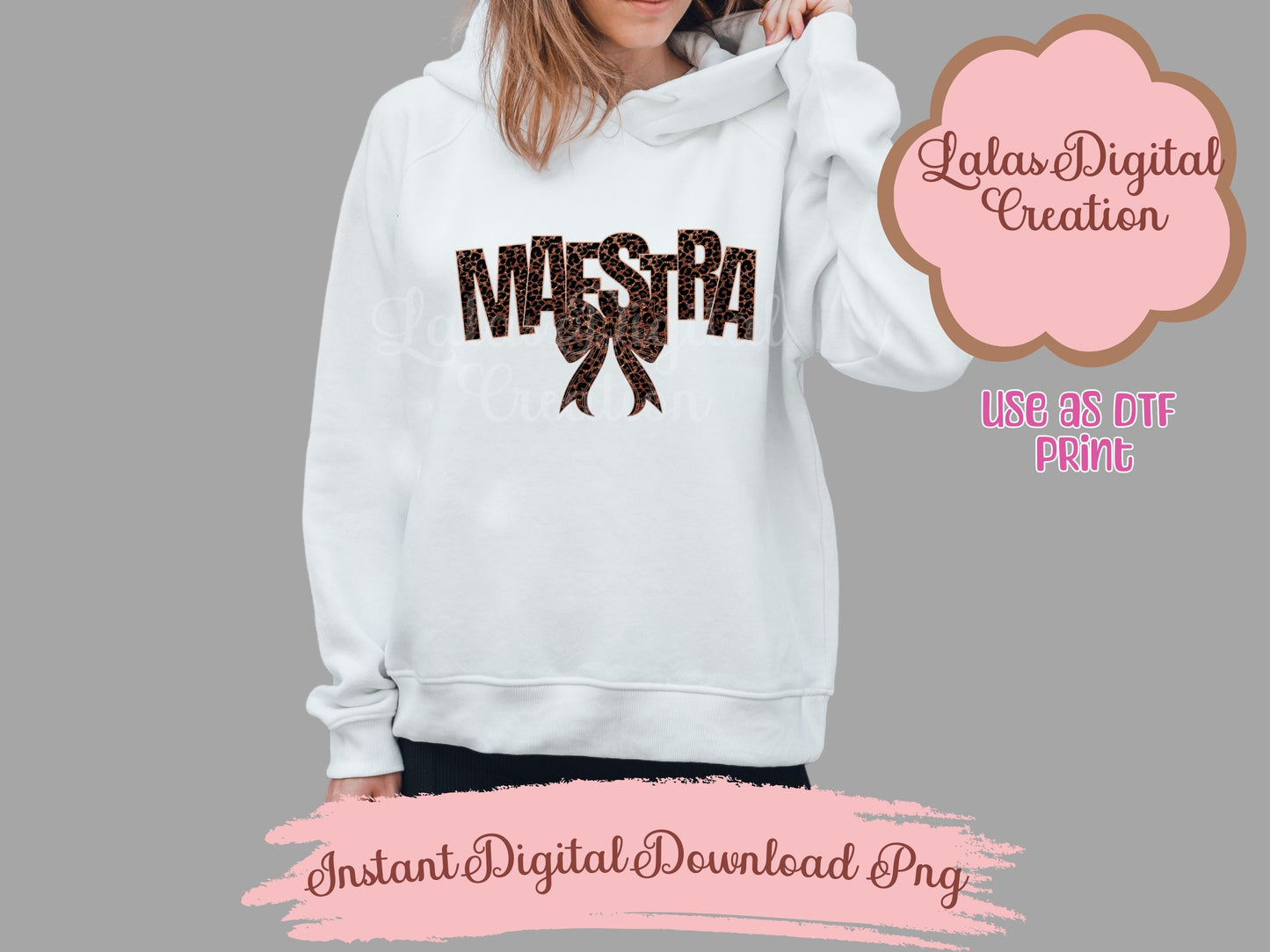 Maestra Leopard Coquette Bow Clipart PNG Instant digital download