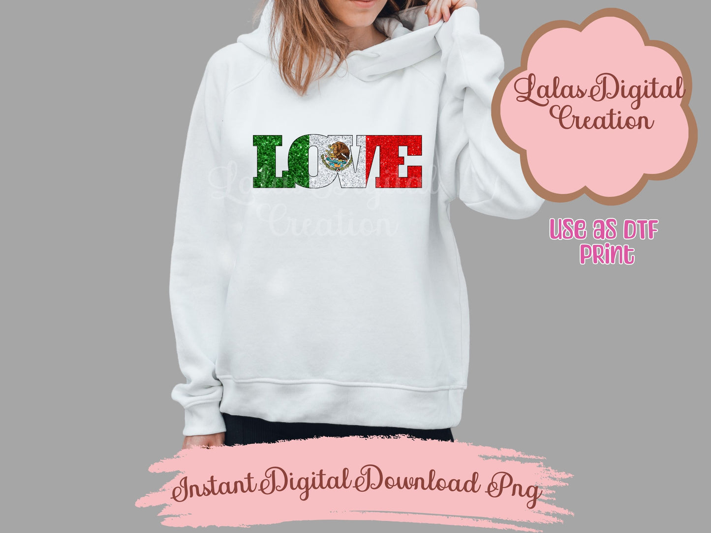 Mexico Flag LOVE Clipart PNG Instant Digital Download
