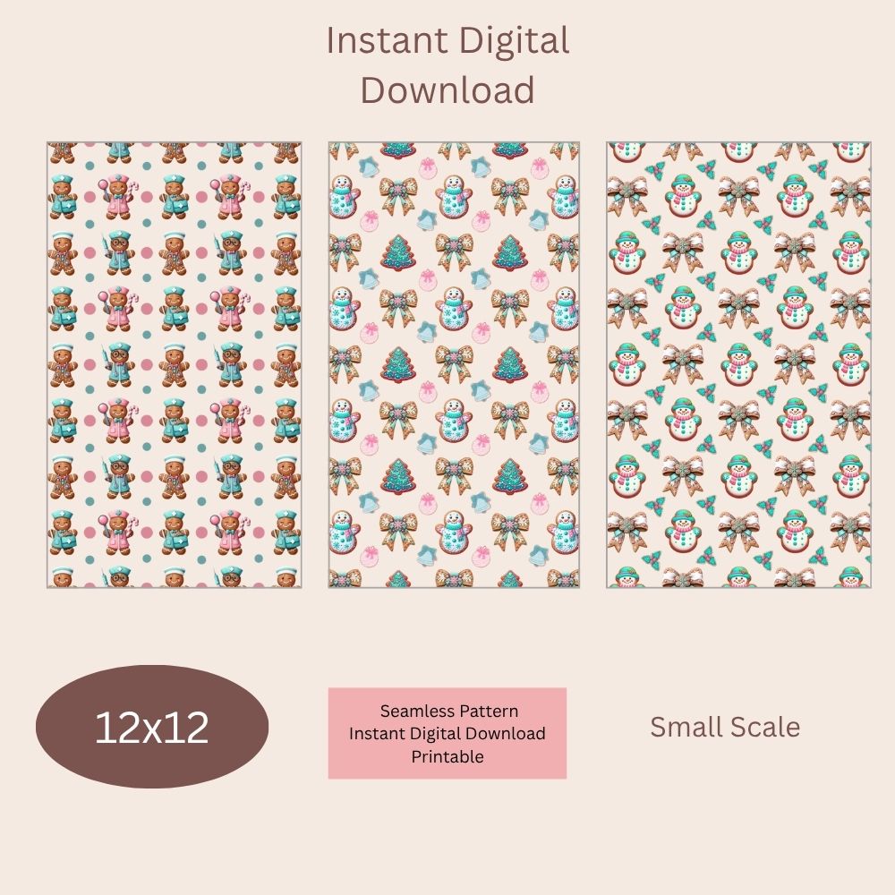 GingerBread Man Digital Pattern Paper Bundle