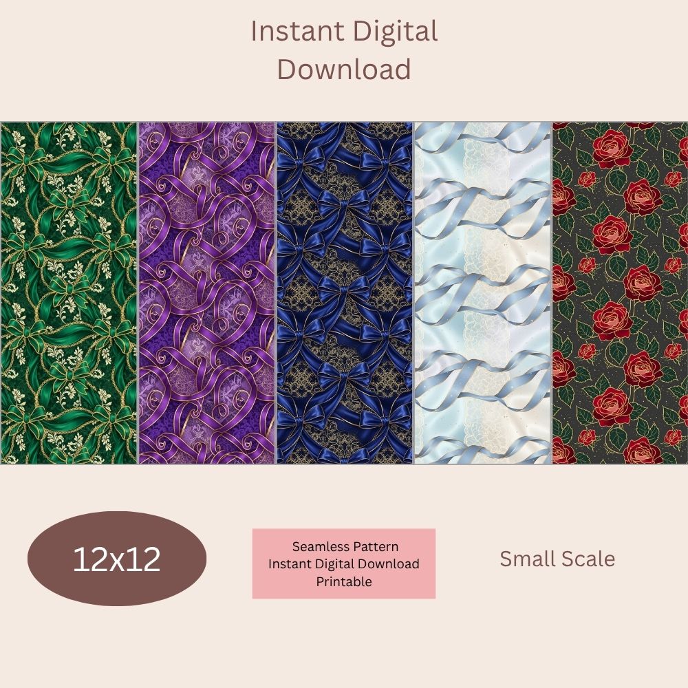 Elegant Bow 1 Digital Pattern Paper Bundle