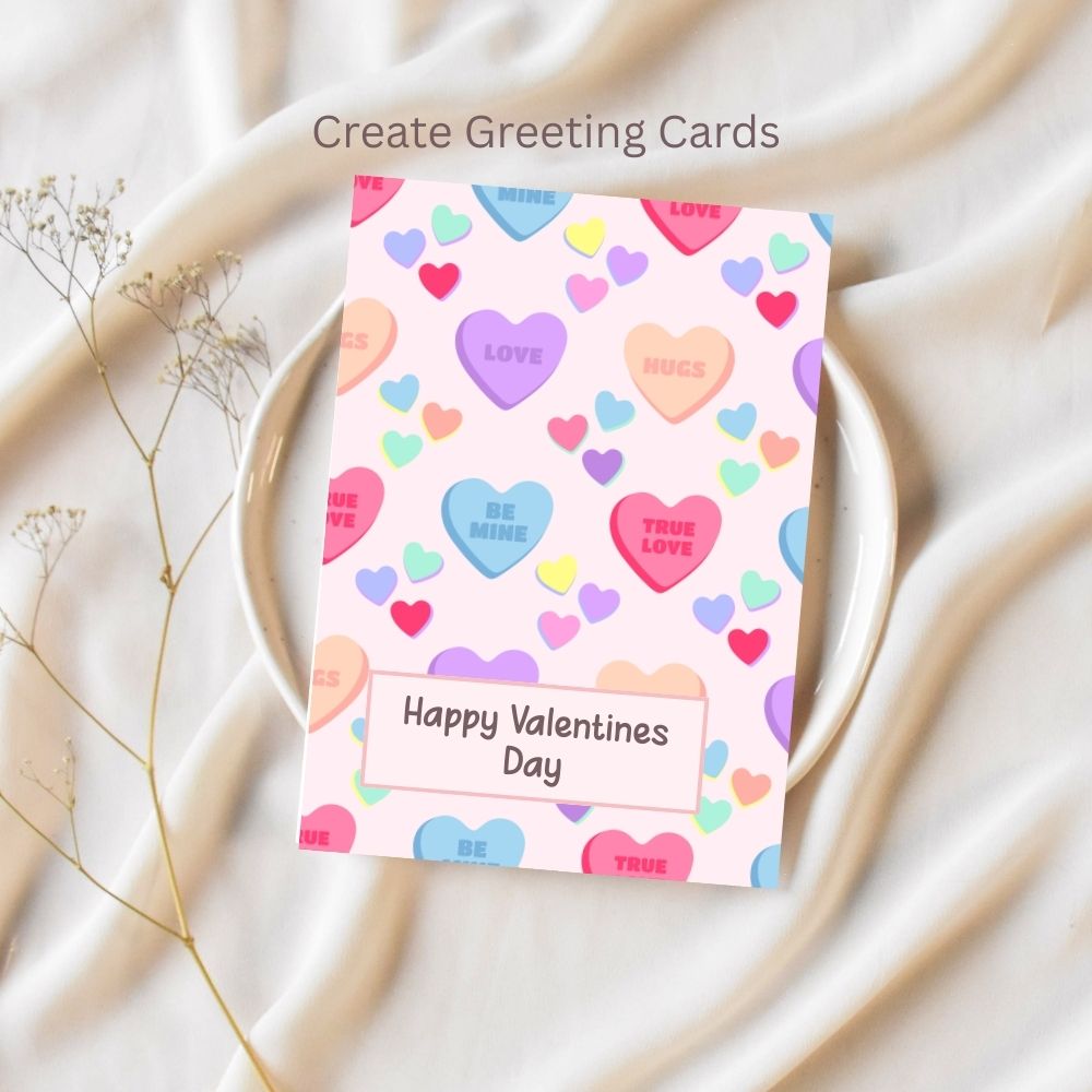 4 Valentines Heart Candy Seamless Repeating Pattern Paper Bundle Set