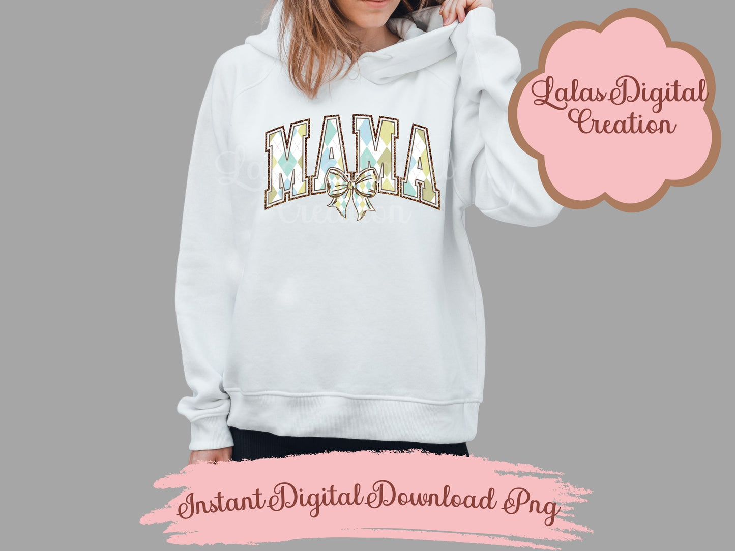 Argyle Varsity MAMA Bow Clipart Bundle Instant Digital PNG Download