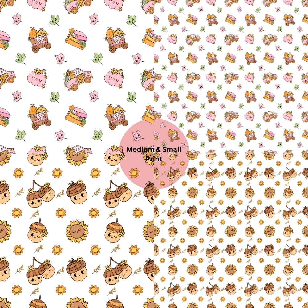 Groovy Retro Fall Seamless Digital Pattern Paper Bundle