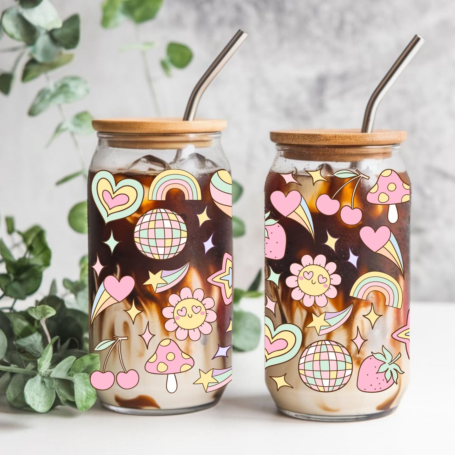 Groovy Retro Libbey Glass Can Cup Wrap